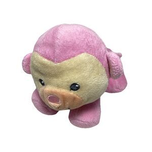 Fisher Price Pink Monkey Plush Rattle Crinkle Lovey 2014 5.5 inch